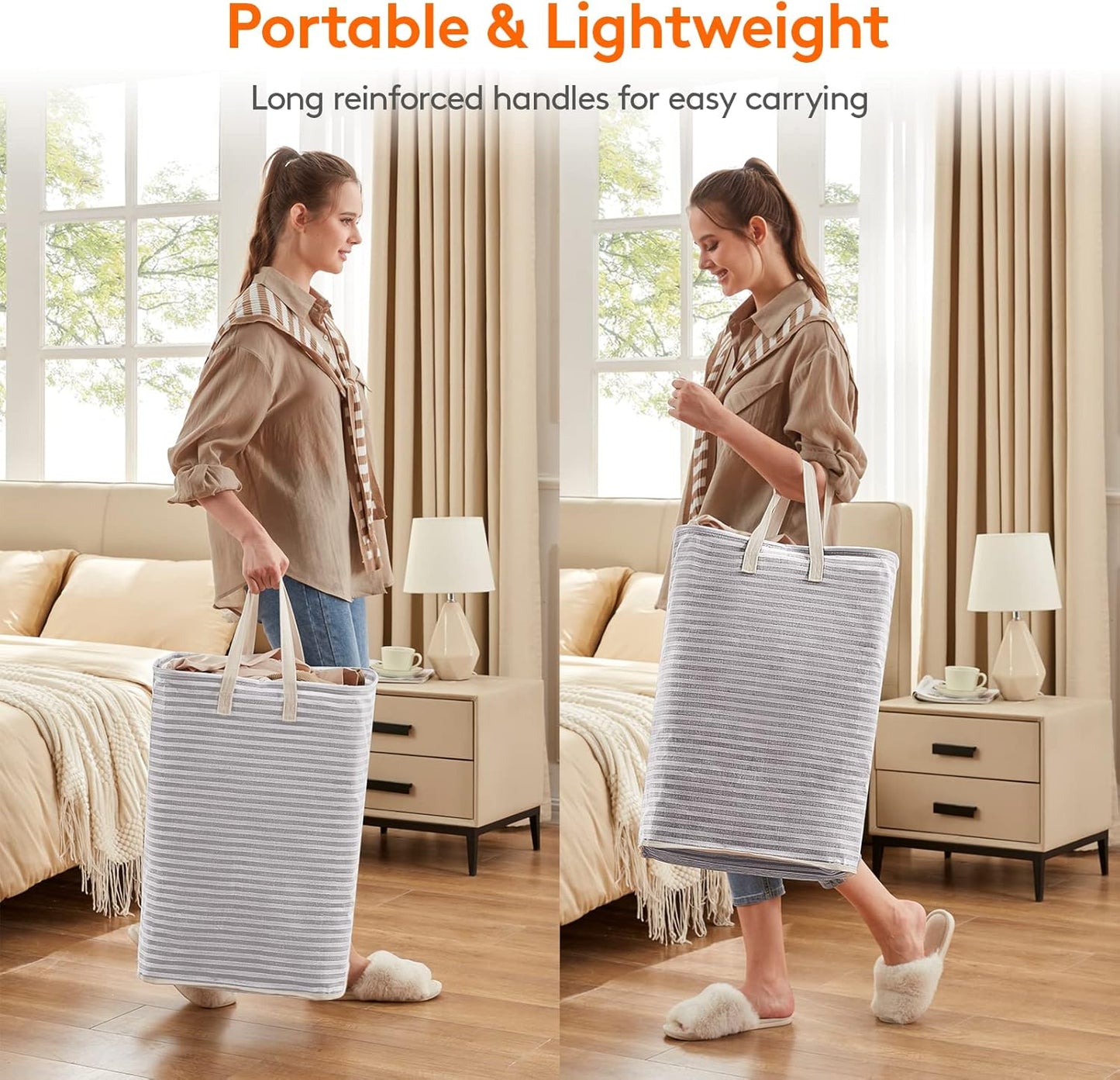 Lifewit 2 Pack Laundry Basket 80L Each, Collapsible Clothes Hamper with Reinforced