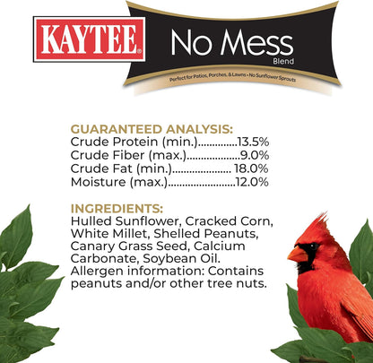 Kaytee Wild Bird (No Mess or Waste Free) Food Seed Blend For Blue Jays, Woodpeckers, Juncos, Cardinals, Grosbeaks, Sparrows, and Finches, 10