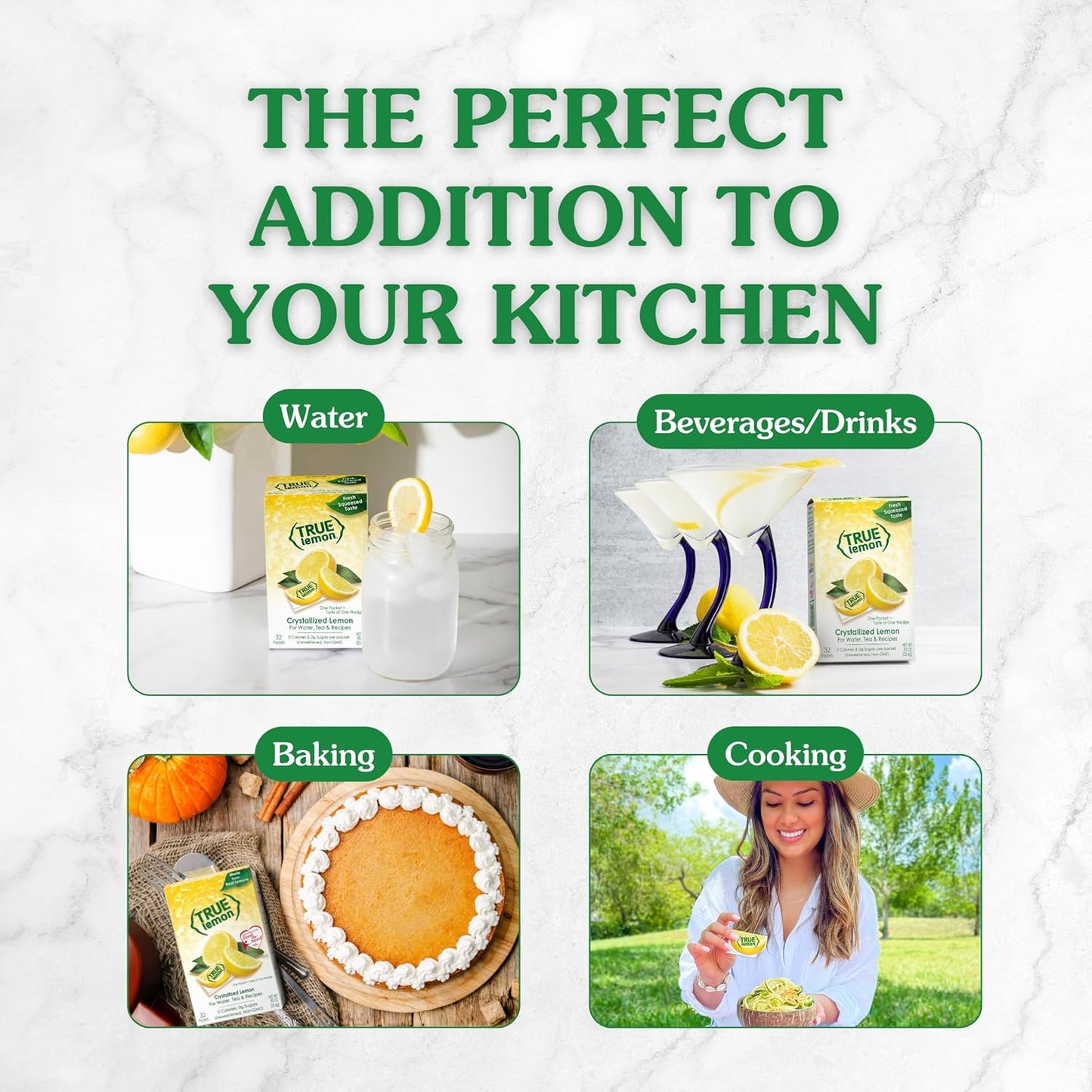 True Lemon 100ct - Water Enhancer - Bulk Dispenser - 0 Calorie Drink Mix Packets For Water - Sugar Free Lemon Flavoring Powder Packets