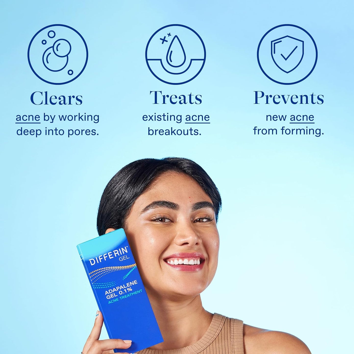 Differin Acne Treatment Gel, 90 Day Supply, Retinoid Treatment for Face with 0.1% Adapalene, Gentle Skin Care for Acne Prone Sensitive