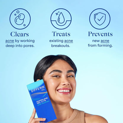 Differin Acne Treatment Gel, 90 Day Supply, Retinoid Treatment for Face with 0.1% Adapalene, Gentle Skin Care for Acne Prone Sensitive