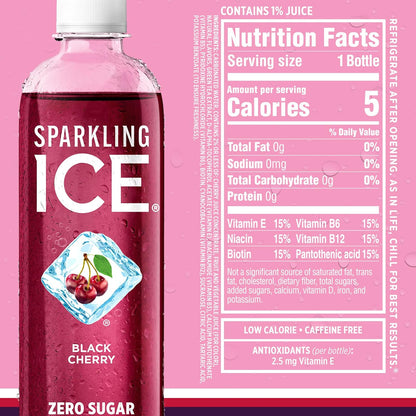 Sparkling Ice Purple Variety Pack, Flavored Water, Zero Sugar, with Vitamins and Antioxidants, 17 fl oz, 12 count (Black Raspberry, Cherry