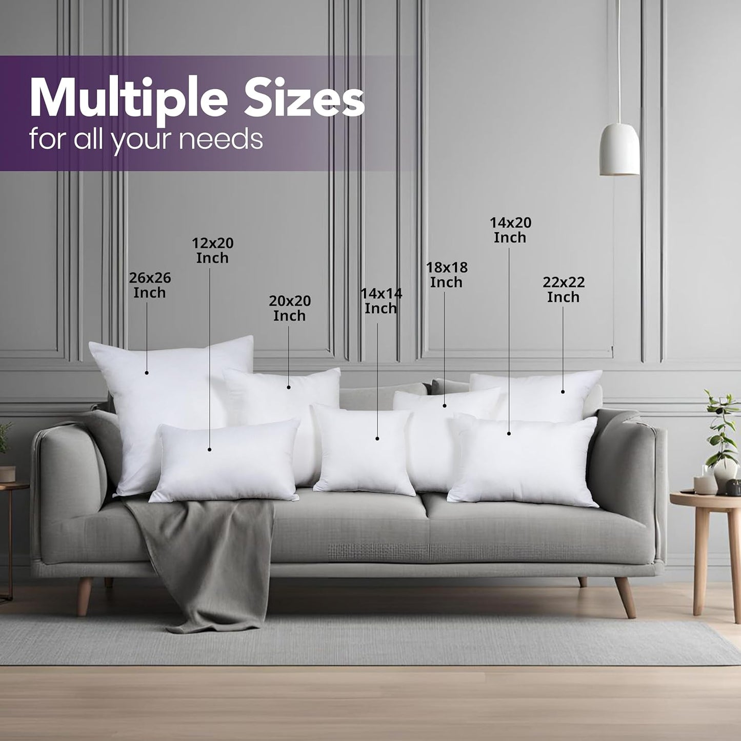 Utopia Bedding 18x18 Pillow Inserts, Set of 2, White Indoor Decorative Throw Pillows for Bed, Sofa & Couch Soft, Supportive & Fluffy Cushion Inserts