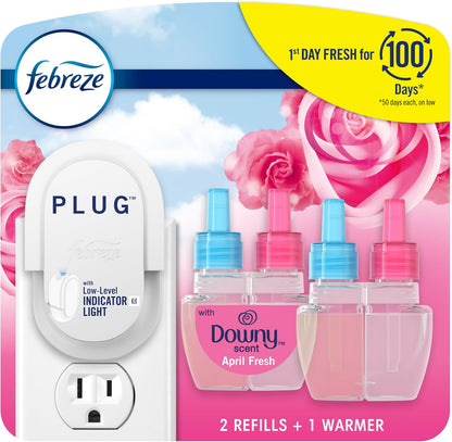 Febreze Plug-In Air Freshener, Odor-Fighting Scented Oil Starter Kit, Air Fresheners for Home and Bathroom and Kitchen, Long Lasting for Strong