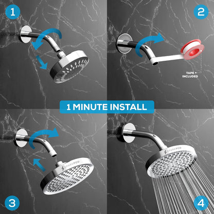SparkPod Shower Head - High Pressure Rain - Premium Quality Luxury Design - Easy Clean Adjustable Replacement for Your Bathroom Shower Heads (Luxury