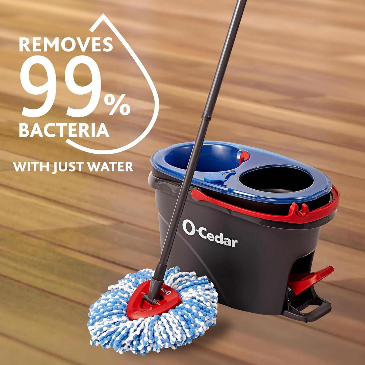 O-Cedar RinseClean Spin Mop & Bucket System, Clean with Water, Removes 99% of Bacteria