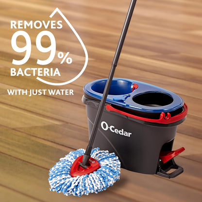 O-Cedar RinseClean Spin Mop & Bucket System, Clean with Water, Removes 99% of Bacteria