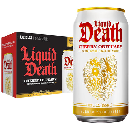 Liquid Death Soda-Flavored Sparkling Water - Cherry Obituary, Less Sugar*, Huge Flavor, No Caffeine, No Artificial Sweeteners, 12 Fl Oz (2)