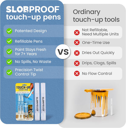 Slobproof Refillable Touch-Up Paint Pen, Mess-Free, Reusable Wall Paint Repair Tool, Precise Application, DIY Home Improvement