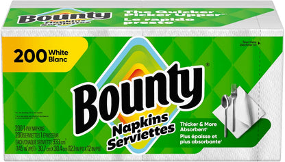 Bounty Paper Napkins, White, 200 Count, Packaging may vary