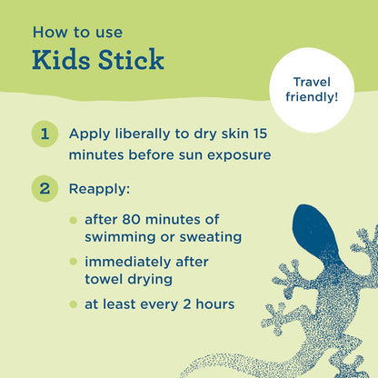 Blue Lizard Kids Mineral SPF 50 Sunscreen Stick, Zinc Oxide, 100% Mineral Actives, Developed for Kids Sensitive Skin, TSA-Friendly