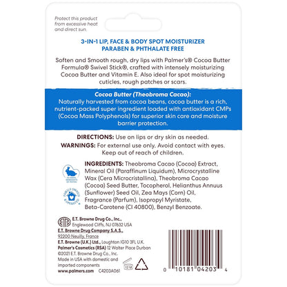 Palmer's Cocoa Butter Formula Moisturizing Swivel Stick with Vitamin E, Lip Balm for Valentine's Day, Face & Body Moisturizer