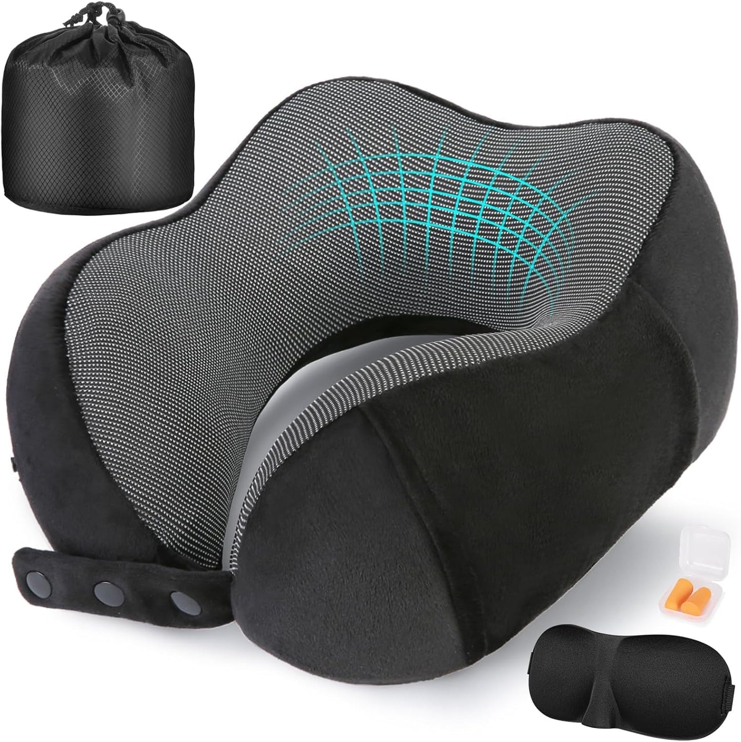 Cirorld Neck Pillow for Traveling, Travel Pillows for Airplanes,100% Pure Memory Foam Travel Neck Pillow, Adjustable Flight