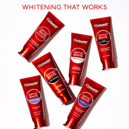Colgate Optic White Advanced Hydrogen Peroxide Toothpaste, Teeth Whitening Toothpaste Pack, Enamel-Safe Formula, Helps Remove Tea