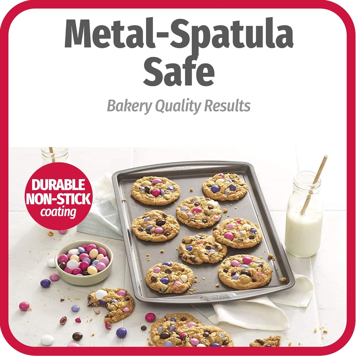 GoodCook Everyday Nonstick Carbon Steel 13 x 9 Baking Sheet Set, 3 Pack Standard-Sized Carbon Steel Cooking Pans, Bakeware