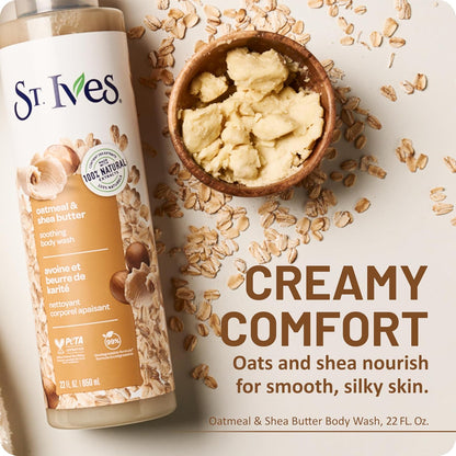 St. Ives Oatmeal & Shea Butter Body Wash, Moisturizing Body Wash for Sensitive and Dry Skin, 22 Fl. Oz.