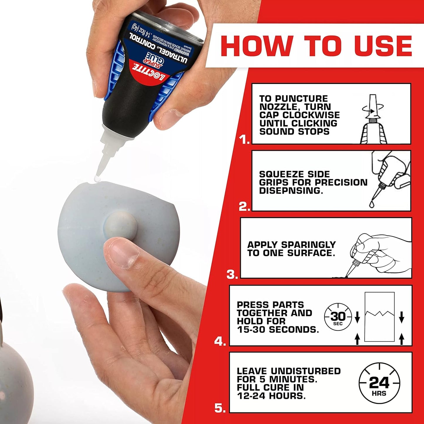 Loctite Super Glue Ultra Gel Control, Clear, 0.14 fl oz Bottle, 1 Pack - Superglue for Plastic, Wood, Metal, Crafts &