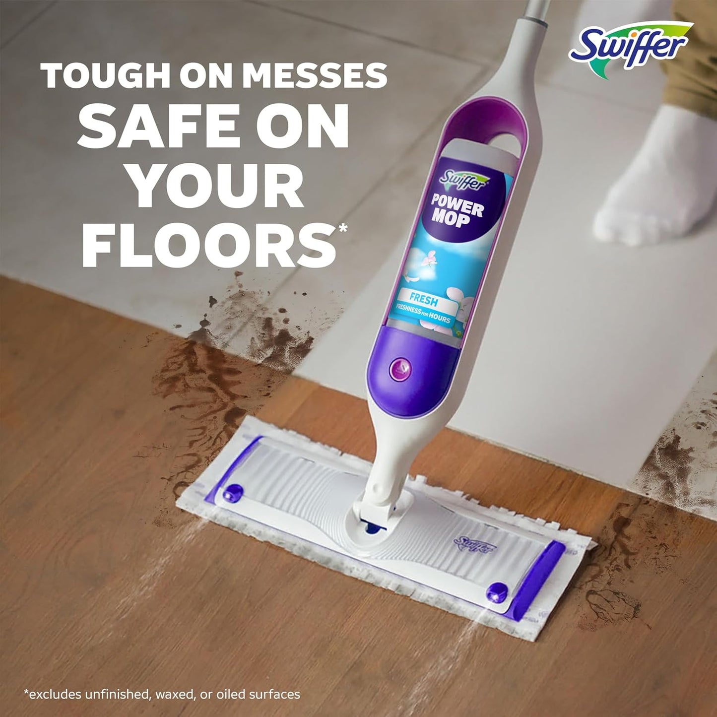 Swiffer PowerMop Multi-Surface Mop Kit for Floor Cleaning, Fresh Scent, Mopping Kit Includes PowerMop, 2 Mopping Pad