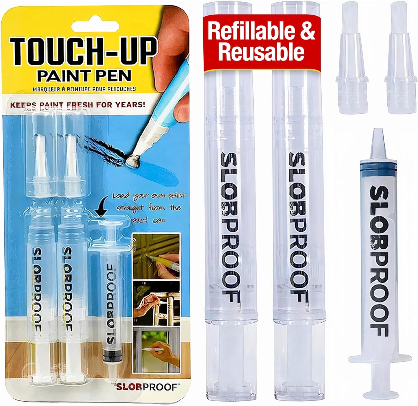 Slobproof Refillable Touch-Up Paint Pen, Mess-Free, Reusable Wall Paint Repair Tool, Precise Application, DIY Home Improvement