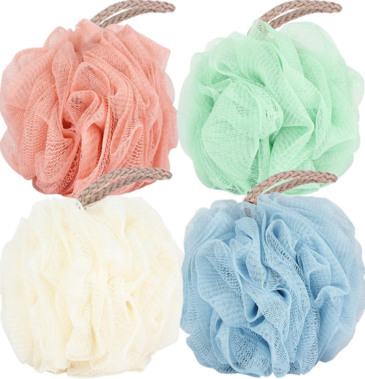 Fu Store Loofah Sponge 60g Shower Loofahs 4 Colors Bath Sponges Mesh Balls for Body Scrubber Exfoliator Wash Back Scrubber Bathroom Men Women - 4