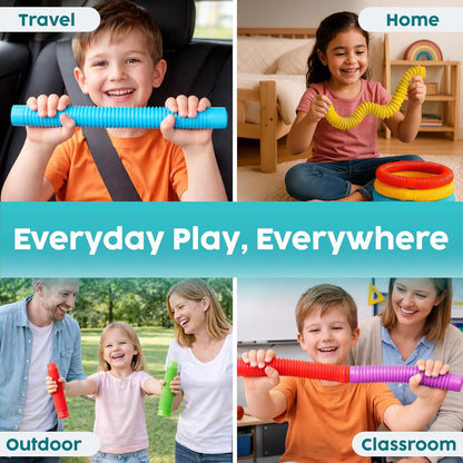 BUNMO Pop Tubes - Sensory Toys - Fidget Toys - Imaginative Play & Stimulating Creative Learning - Hours of Fun for Kids - Tons of Ways to Play -