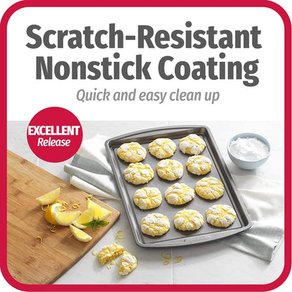 GoodCook Everyday Nonstick Carbon Steel 13 x 9 Baking Sheet Set, 3 Pack Standard-Sized Carbon Steel Cooking Pans, Bakeware