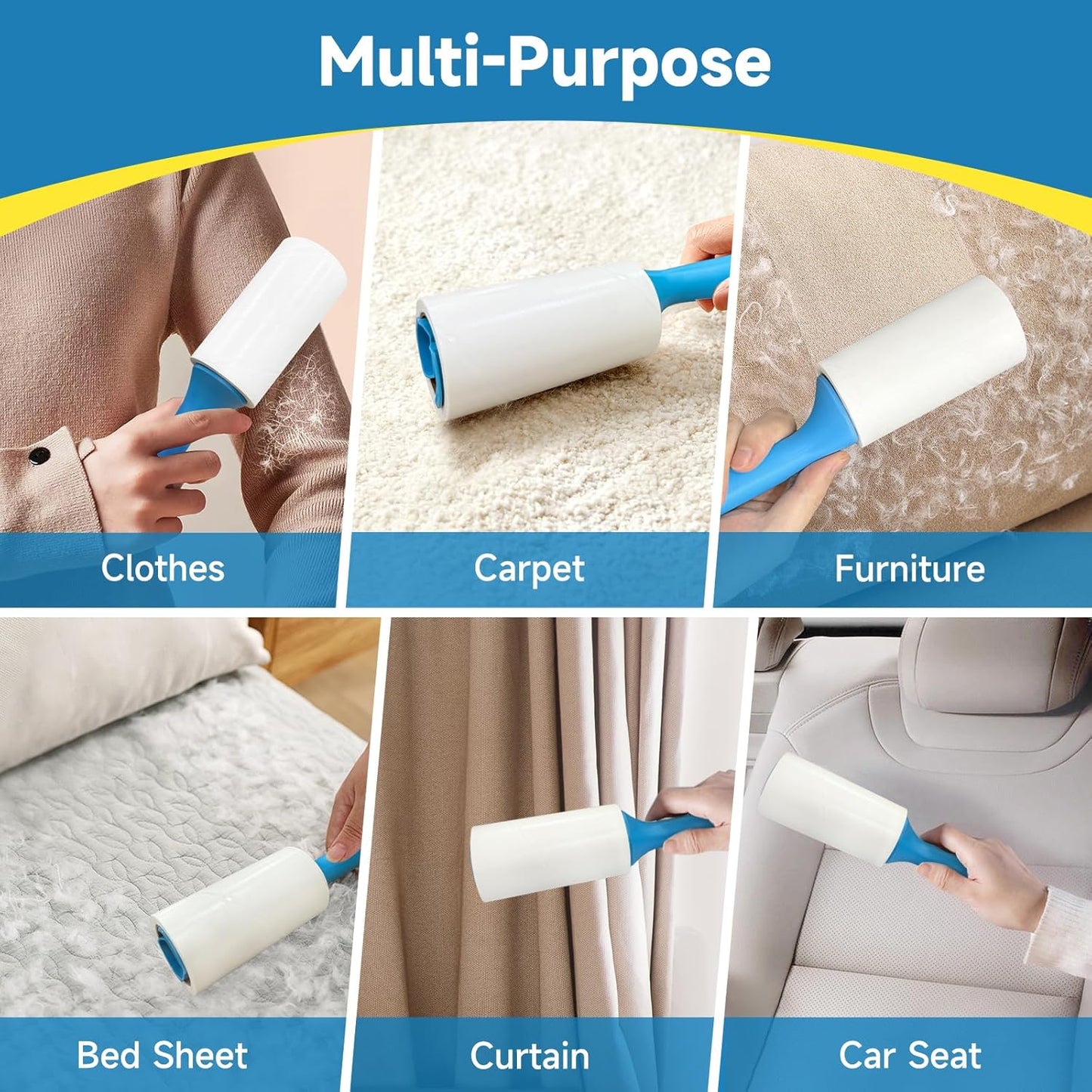 Swihauk 600 Sheets Extra Sticky Lint Rollers for Pet Hair, Easy Spiral Tear Lint Roller for Clothes with Ergonomic