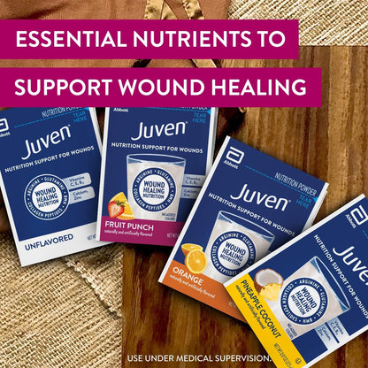 Juven Therapeutic Nutrition Drink Powder Including Collagen Peptides, Amino Acids, and HMB For Wound Healing Support, Fruit Punch, 30 Packets
