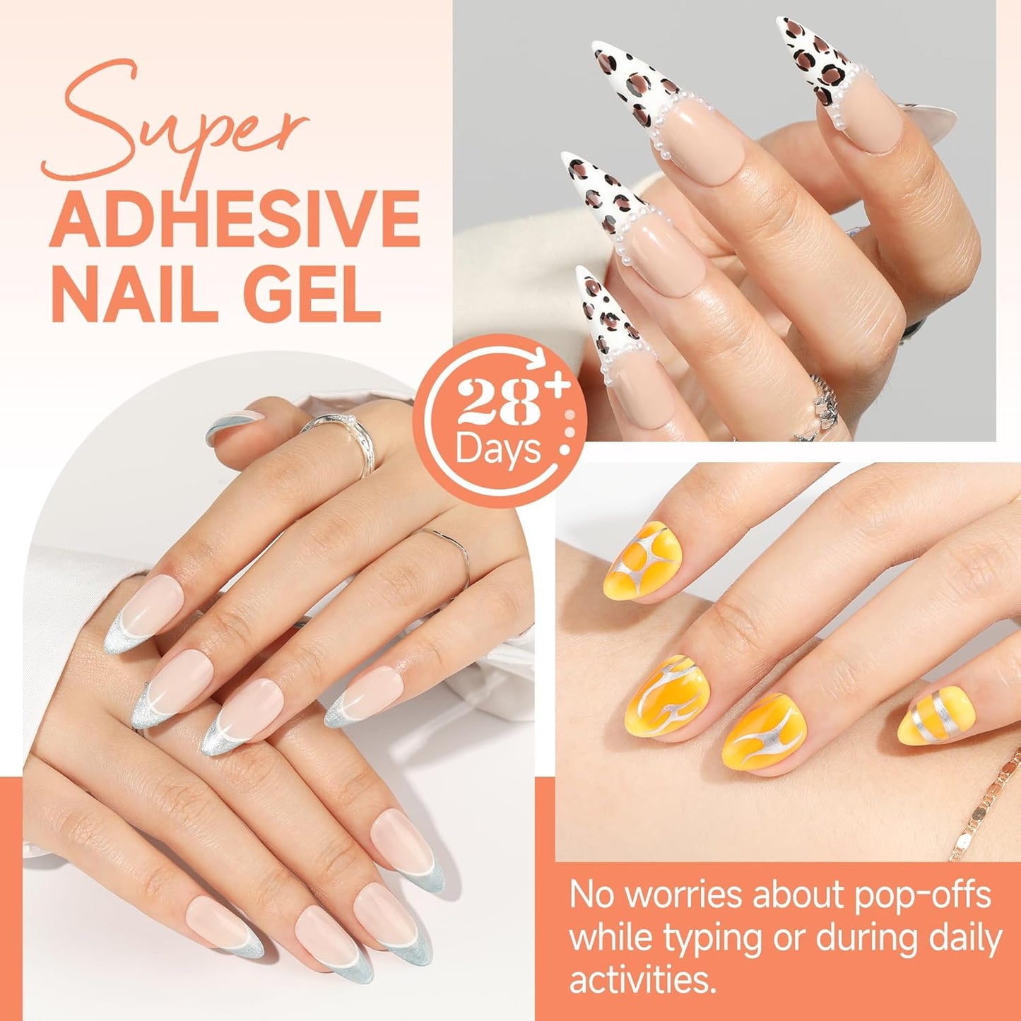 UNA GELLA Solid Nail Glue Gel 15ml Lamp Curing Needed Solid Soak Off U V/LED Lamp Required Super Strong Glue for Fake Acrylic Soft Gel Nail Tips