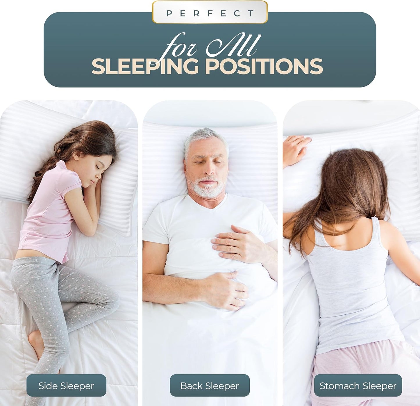 Utopia Bedding Bed Pillows for Sleeping Queen Size (White), Set of 2, Down Alternative Pillow for Sleeping, Cooling Hotel Quality Pillow Set for