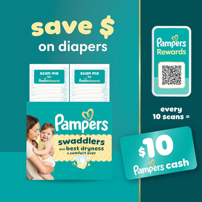 Pampers Swaddlers Diapers, Size 4 (15-34 lbs), 150 Count, Absorbent, Keeps Baby Dry and