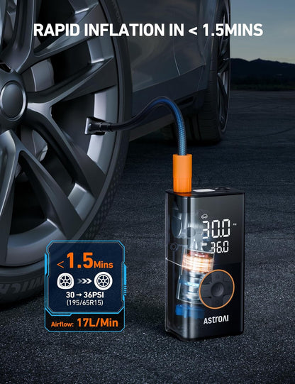 AstroAI L7 Tire Inflator Portable Air Compressor Cordless Mini Bike Pump with Digital Dual Values