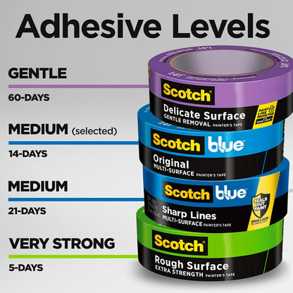 ScotchBlue Original Multi-Surface Painters Tape, 2 Inch Wide (1.88 in. x 60 Yds), 3 Rolls, Blue Paint Tape Protects and Removes