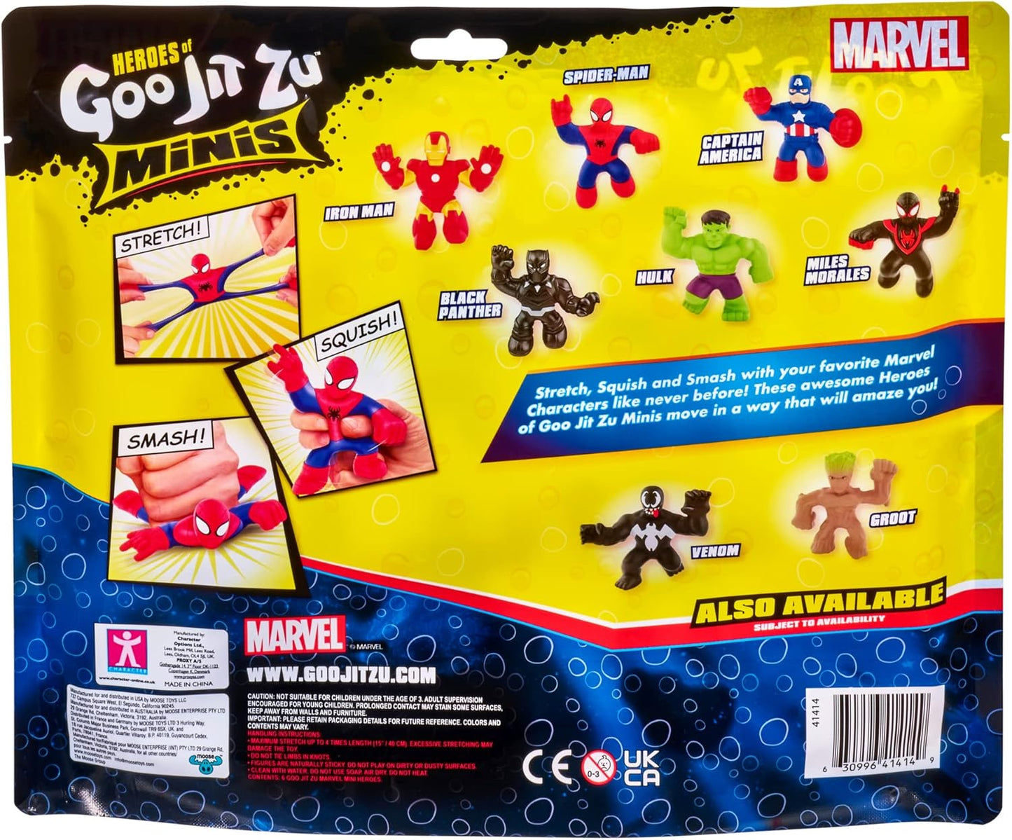 Heroes of Goo Jit Zu Marvel Mega Mini 6 Pack - Superhero Toys, Squishy, Stretchy, Gooey Mini Heroes - Ironman, Spider-Man, Captain