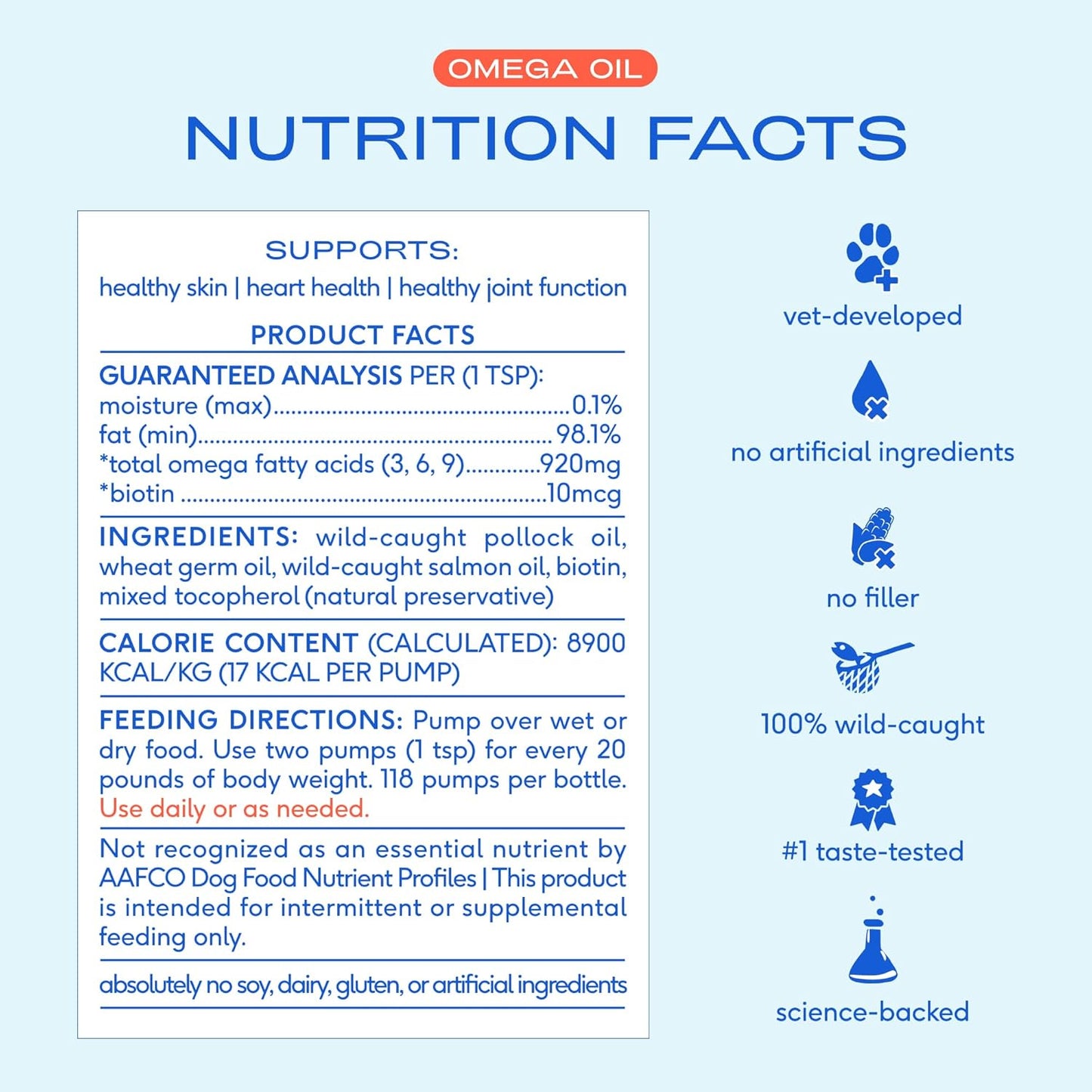 Native Pet Omega 3 Fish Oil for Dogs & Cats Wild Alaskan Salmon Oil for Dogs Skin and Coat, Supports
