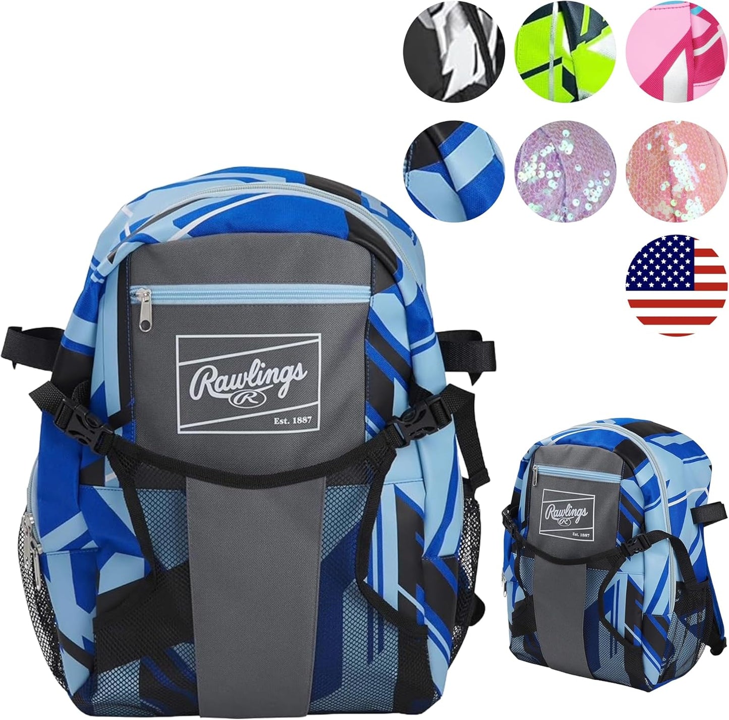 Rawlings, REMIX Backpack Equipment Bag, T-Ball & Youth Baseball / Softball, Royal