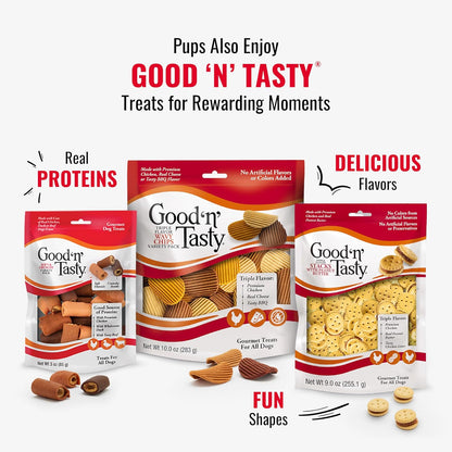 Good n Fun Triple Flavor Kabobs Chews for All Dogs, 24 Ounces, Treat Your Dog to Long-Lasting Chews Made from Beef Hide, Real Chicken, Pork