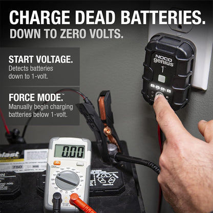 NOCO GENIUS1: 1A 6V/12V Smart Battery Charger Automatic
