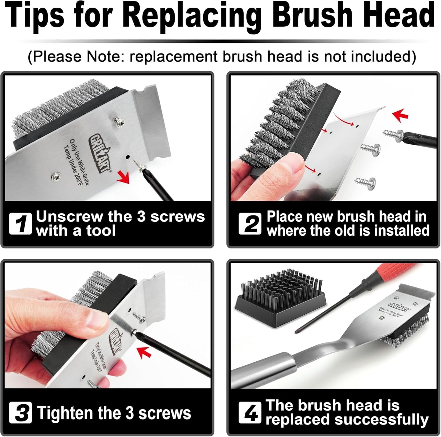 GRILLART Grill Brush and Scraper, Wire BBQ Grill Brush for Outdoor Grill, 16.5 Grill Cleaning Brush BBQ Grill
