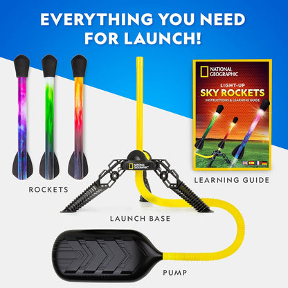 NATIONAL GEOGRAPHIC Air Rocket Toy Ultimate LED Rocket Launcher for Kids, Jump and Launch The Light Up, Air