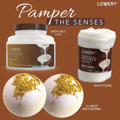 Gifts For Women Gift Basket for Women 9 Piece Set of Vanilla Coconut Home Spa Set, Luxurious Gifts for