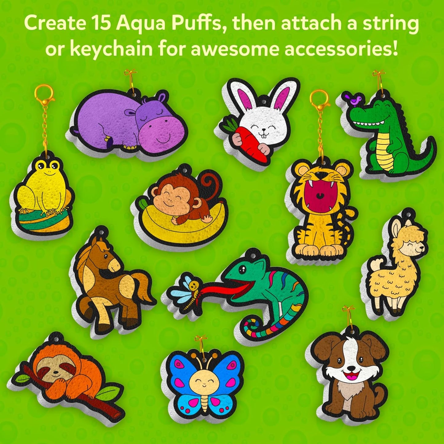 Skillmatics Aqua Puffs - 3D Art Kit, Animals, Mess-Free Paint by Number Craft for Kids, DIY Color & Inflate