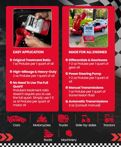 Prolube Oil Treatment - Engine Oil Additive for Gas & Diesel Engines - Reduces Wear