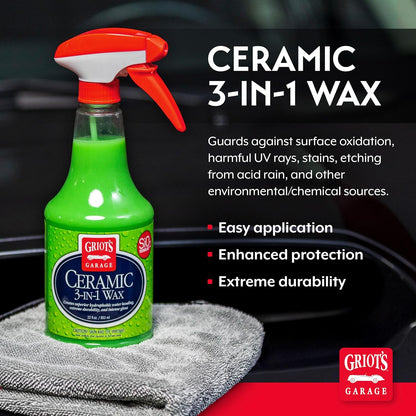Griots Garage Ceramic 3-in-1 Wax, SiO2 Spray for Cars, Trucks, and RVs, Provides Protection and Water Beading on Paint, Wheels, Plastic, Rubber