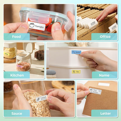 Nelko Label Maker Machine with Tape, P21 Bluetooth Label Printer, Wireless Mini Label Makers with Multiple Templates for School Office Home, White