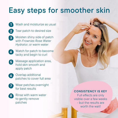 Frownies Forehead and Between the Eyes Wrinkle Patches - Hypoallergenic Facial Patches to Smooth & Soften Forehead Wrinkles & Eleven Lines - For