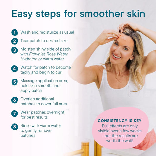 Frownies Forehead and Between the Eyes Wrinkle Patches - Hypoallergenic Facial Patches to Smooth & Soften Forehead Wrinkles & Eleven Lines - For