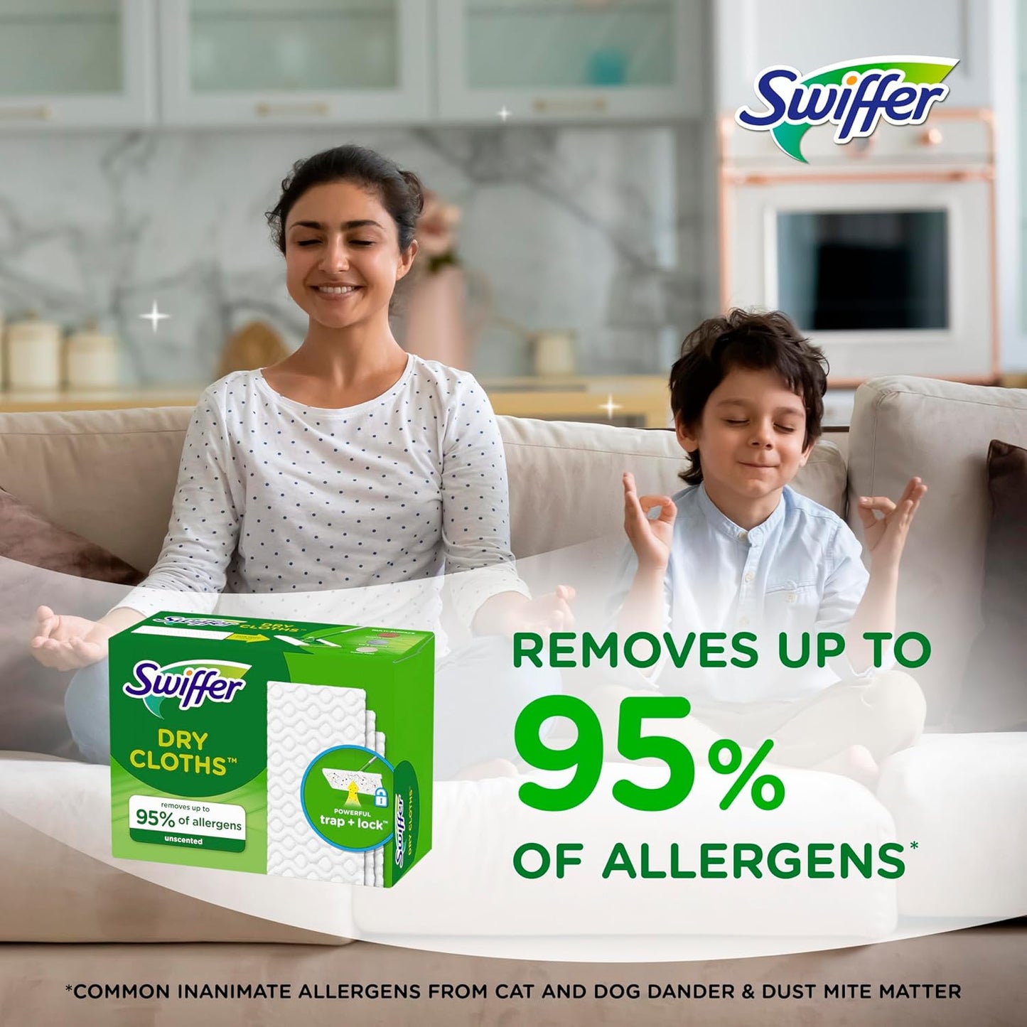 Swiffer Sweep + Mop, Dry Pads Refill, Floor Cleaner for Dirt, Dust, Hair, Cleaning Cloths for Mopping Home, Bathroom, Kitchen, Dust Mop, Floor