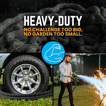 PowerFlow Garden Hose, NON-EXPANDABLE 25 Feet Premium Quality Stainless Steel Metal Water Hose with Durable Fabric Skin, Hose For