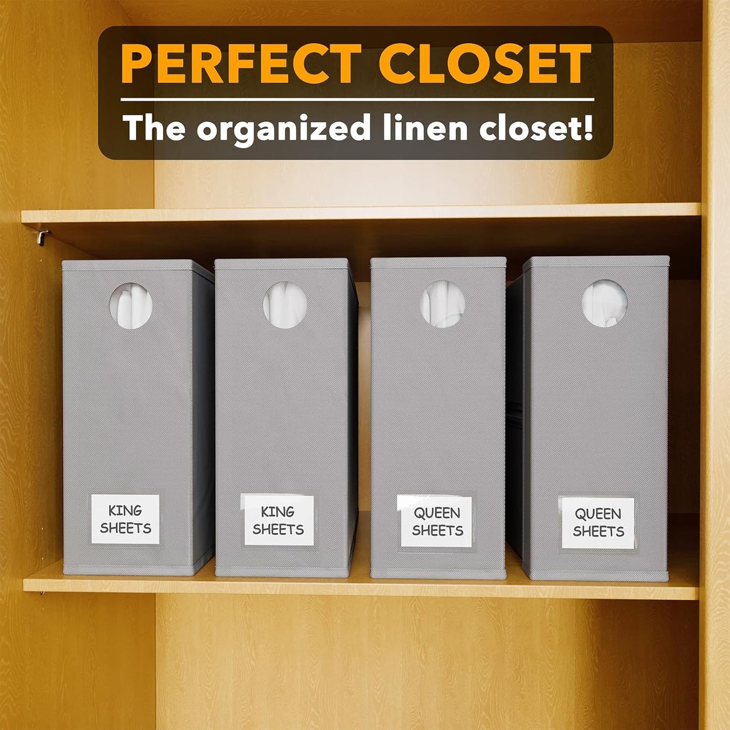 SpaceAid 4 Pack Bed Sheet Organizers and Storage, Foldable Organizer for Linen
